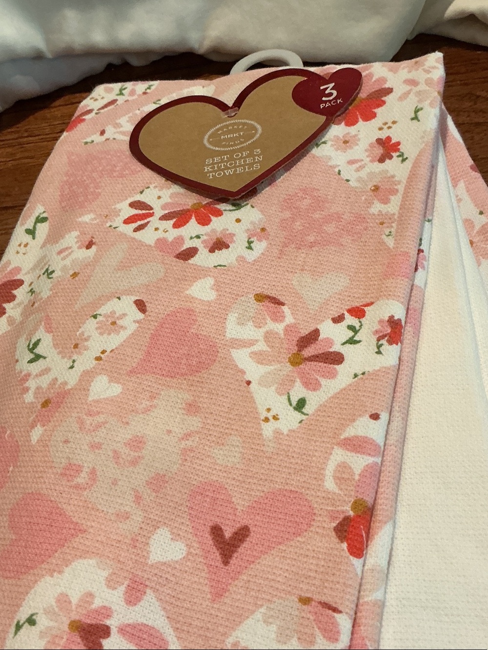 Valentines Day Pink Heart Kitchen Towels 
Set of 3